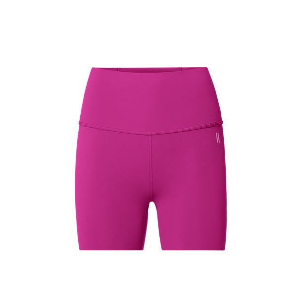 Women's Vivid Fuchsia High-Rise Drive Short 4" Front Silhouette Angle.
