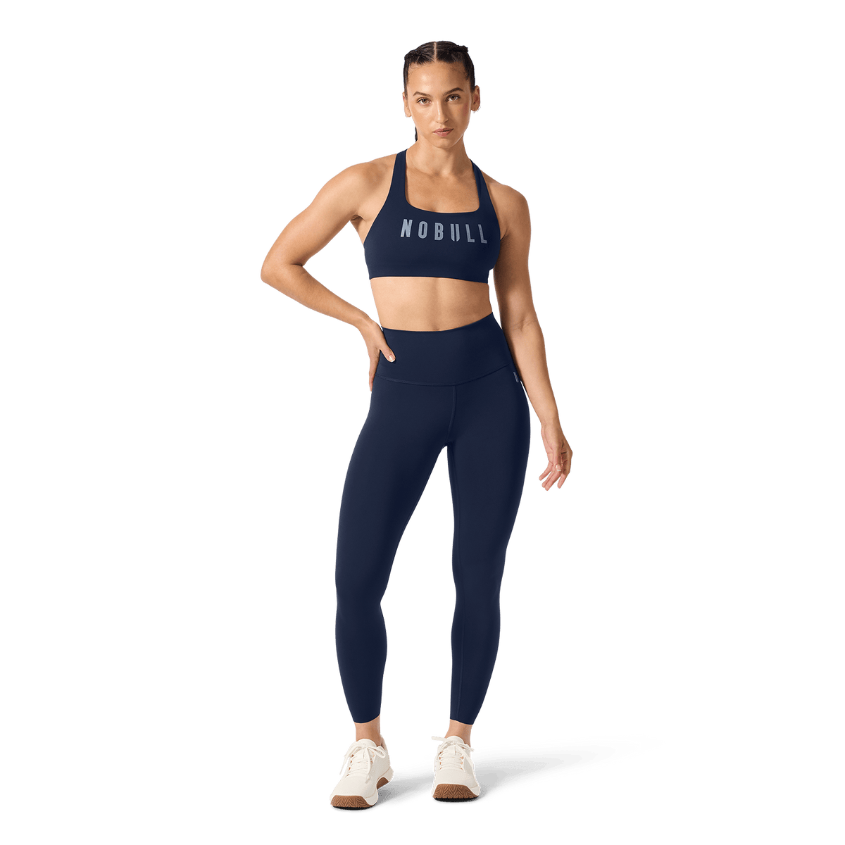 Women's Night Navy High-Rise Drive Tight 25" Front Full Body Angle.