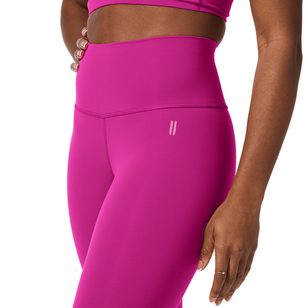 Women's Vivid Fuchsia High-Rise Drive Tight 25" Front Detail Angle.