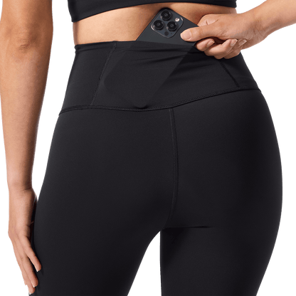 Women's Black High-Rise Drive Tight 25" Back Detail Angle.