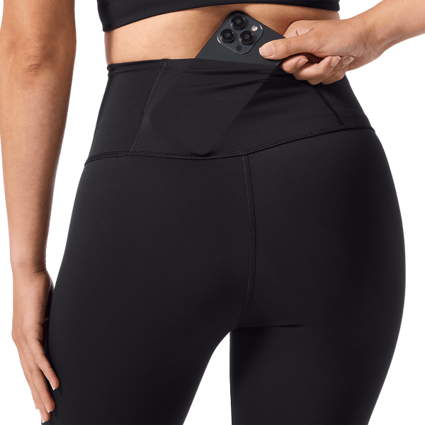 Women's Black High-Rise Drive Tight 25" Back Detail Angle.