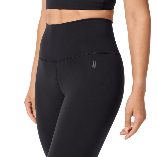 Women's Black High-Rise Drive Tight 25" Front Detail Angle.