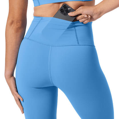 Women's Light Blue High-Rise Drive Tight 25" Back Pocket Detail Angle.