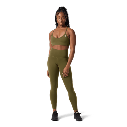 Women's Tactical Green High-Rise Drive Tight 25" Front Full Body Angle.