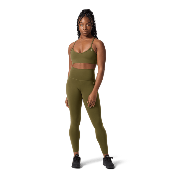 Women's Tactical Green High-Rise Drive Tight 25" Front Full Body Angle.