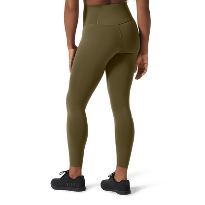 Women's Tactical Green High-Rise Drive Tight 25" Back Lower Body Angle.