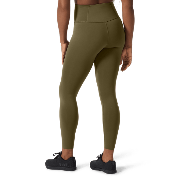 Women's Tactical Green High-Rise Drive Tight 25" Back Lower Body Angle.