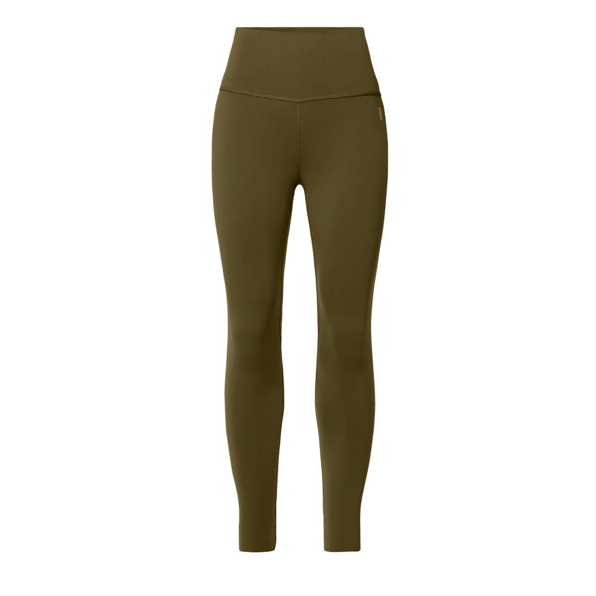 Women's Tactical Green High-Rise Drive Tight 25" Front Silhouette Angle.
