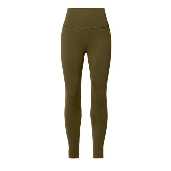 Women's Tactical Green High-Rise Drive Tight 25" Front Silhouette Angle.