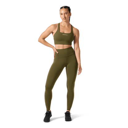 Women's Tactical Green High-Rise Drive Tight 28" Front Full Body Angle.