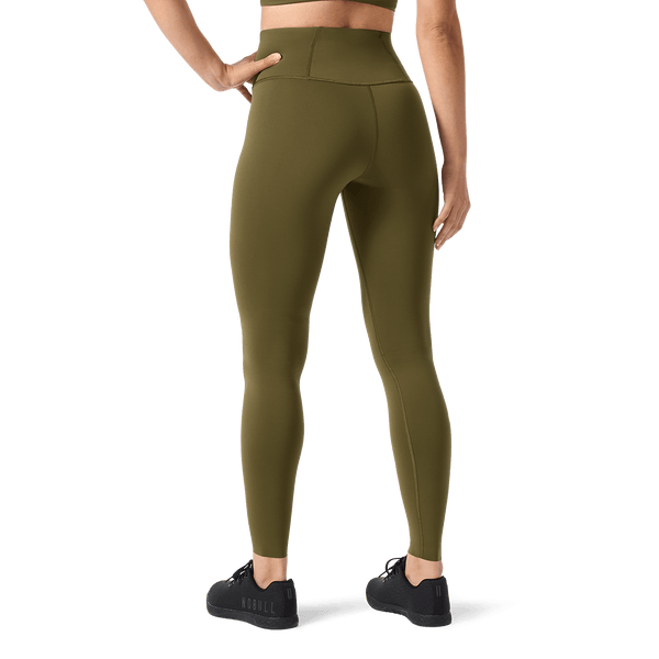 Women's Tactical Green High-Rise Drive Tight 28" Back Lower Body Angle.
