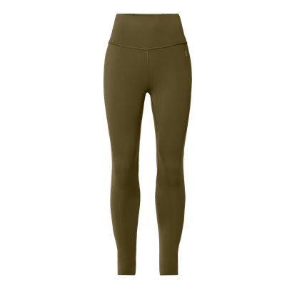 Women's Tactical Green High-Rise Drive Tight 28" Front Silhouette Angle.