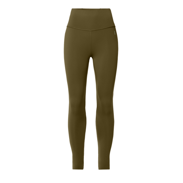 Women's Tactical Green High-Rise Drive Tight 28" Front Silhouette Angle.