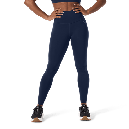 Women's Night Navy High-Rise Drive Tight 28" Front Lower Body Angle.