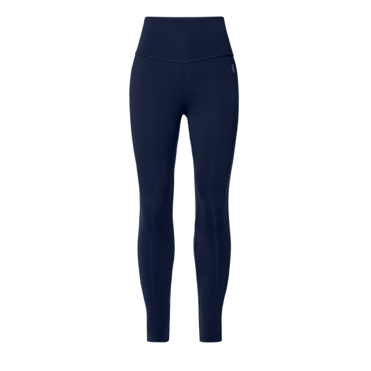 Women's Night Navy High-Rise Drive Tight 28" Front Silhouette Angle.