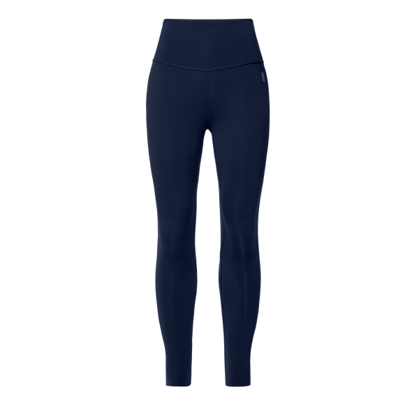 Women's Night Navy High-Rise Drive Tight 28" Front Silhouette Angle.
