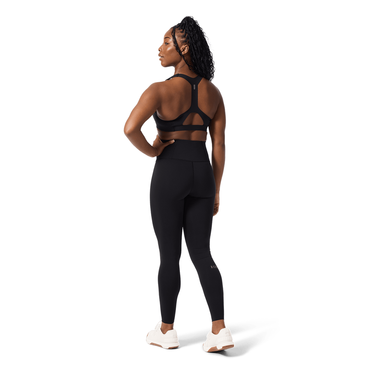 Women's Black High-Rise Drive Tight 28" Back Full Body Angle.