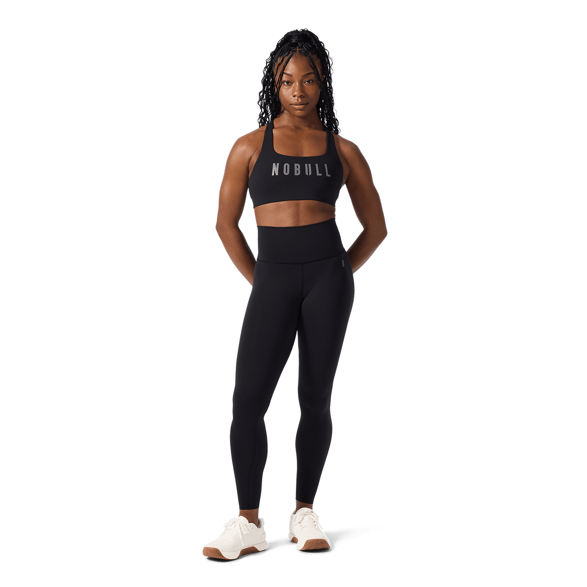 Women's Black High-Rise Drive Tight 28" Front Full Body Angle.