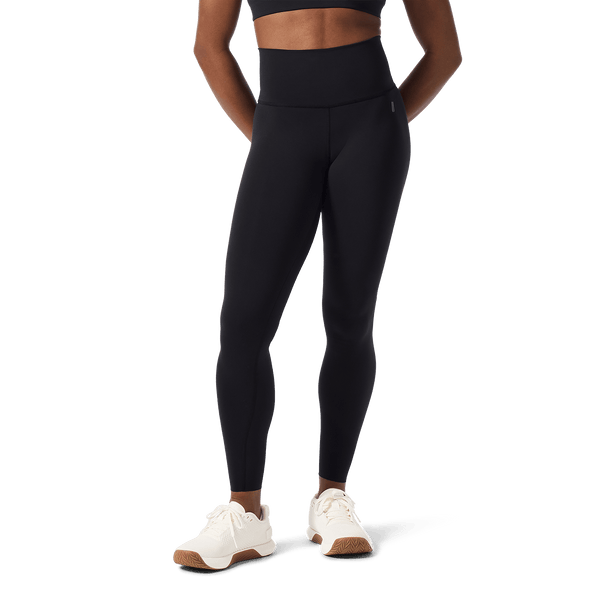 Women's Black High-Rise Drive Tight 28" Front Lower Body Angle.