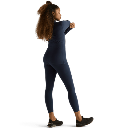 Women's Night Navy High-Rise Matte Tight 25" Back Angle.