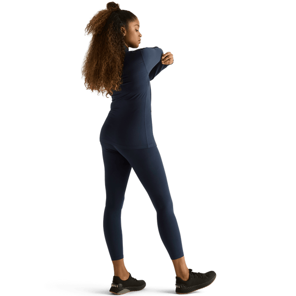 Women's Night Navy High-Rise Matte Tight 25" Back Angle.