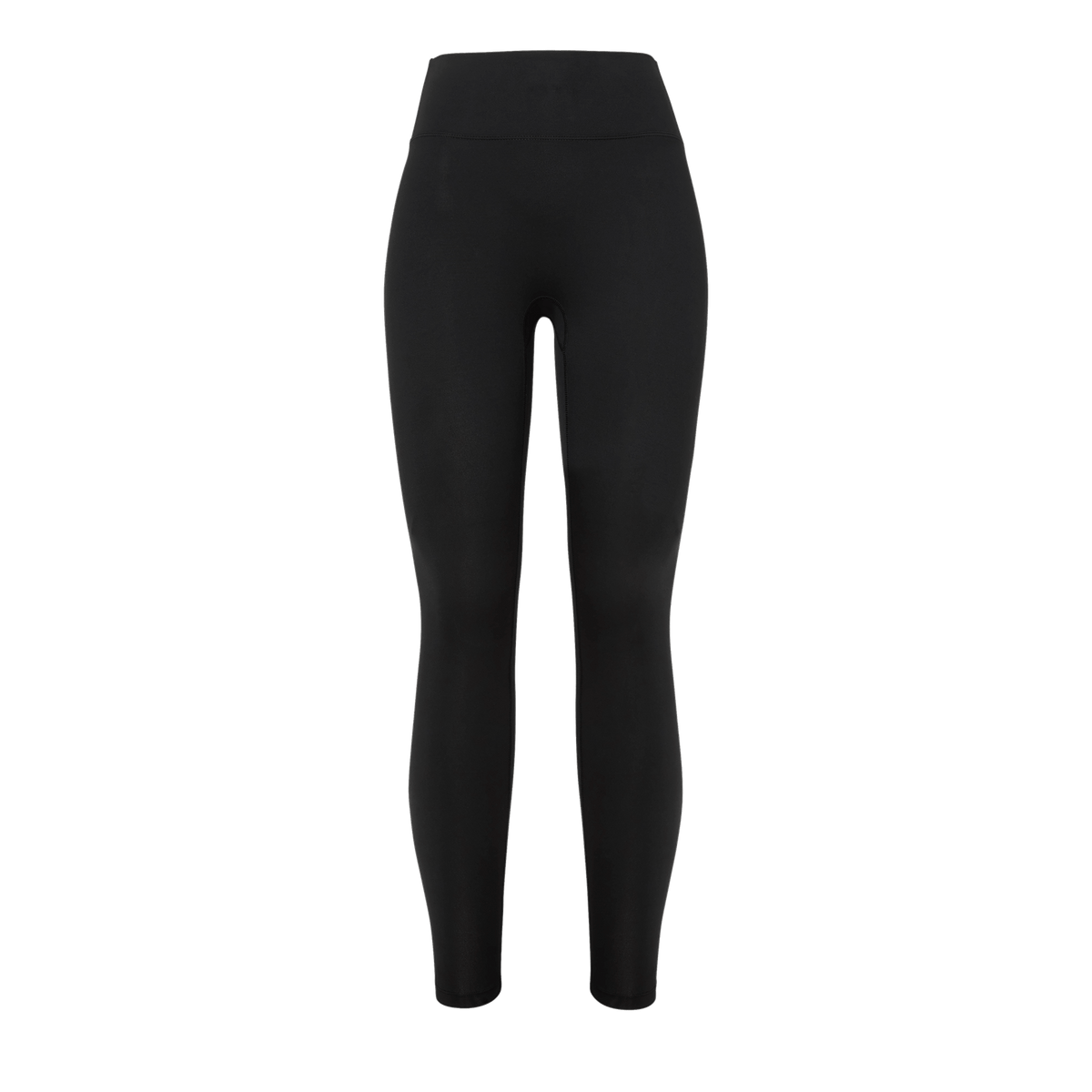 Women's Black High-Rise Matte Tight 28" Silhouette Front Angle.