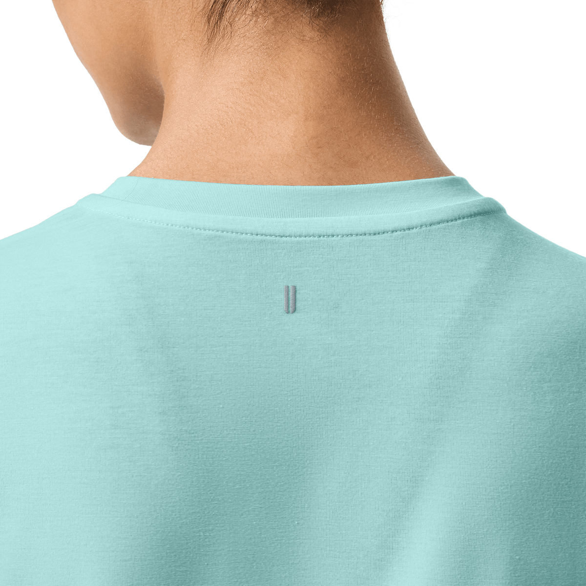 Women's Blue Haze NOBULL Boxy Tee Back Detail On Body Angle.