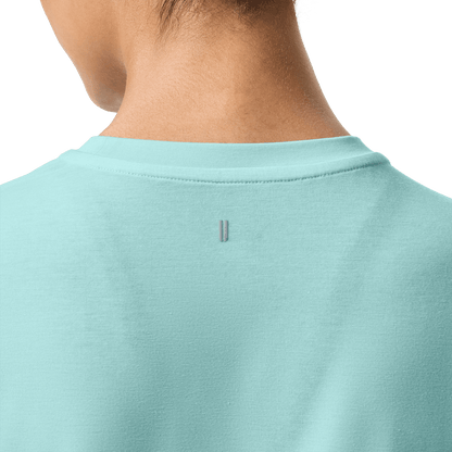 Women's Blue Haze NOBULL Boxy Tee Back Detail On Body Angle.