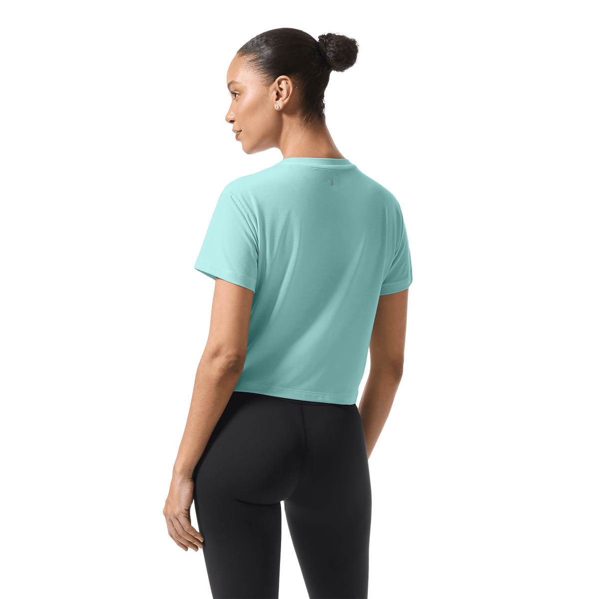 Women's Blue Haze NOBULL Boxy Tee Back On Body Angle.