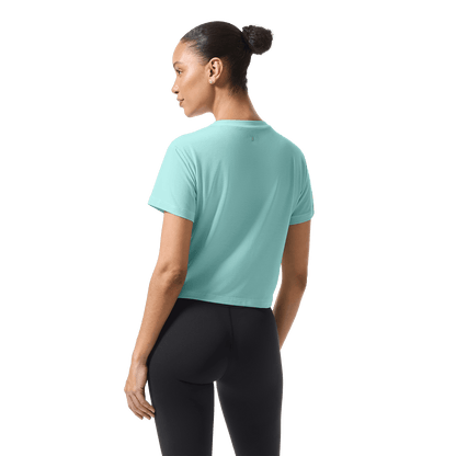 Women's Blue Haze NOBULL Boxy Tee Back On Body Angle.