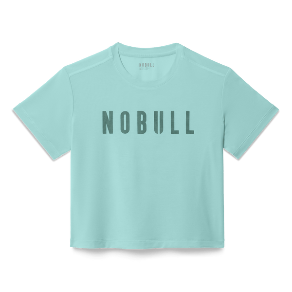 Women's Blue Haze NOBULL Boxy Tee Flat Lay Angle.
