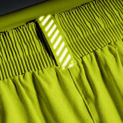 Women's Zest Drive 2-in-1 Short 3" Reflective Tab Detail Angle.