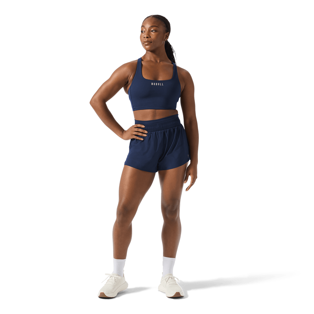 Women's Night Navy Drive 2-in-1 Short 3" Front Full Body Angle.
