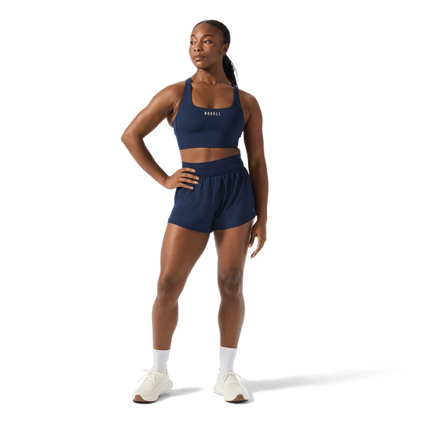 Women's Night Navy Drive 2-in-1 Short 3" Front Full Body Angle.