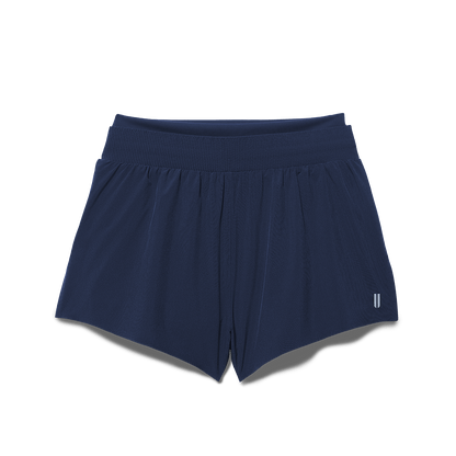 Women's Night Navy Drive 2-in-1 Short 3" Flat Lay Angle.