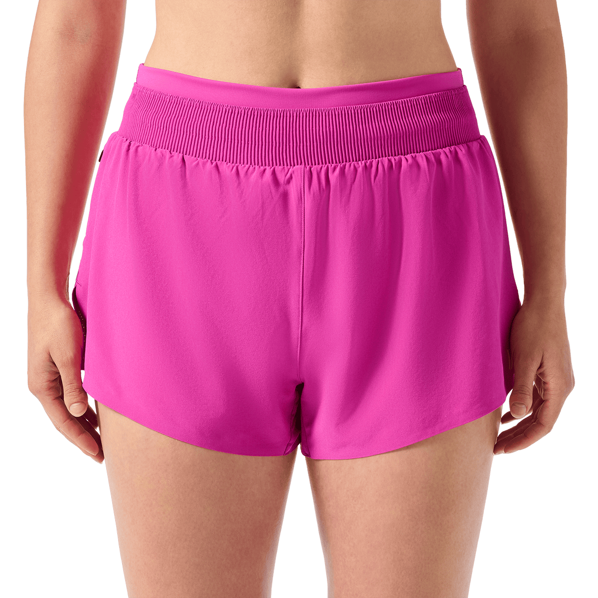Women's Vivid Fuchsia Drive 2-in-1 Short 3" Front Lower Body Angle.