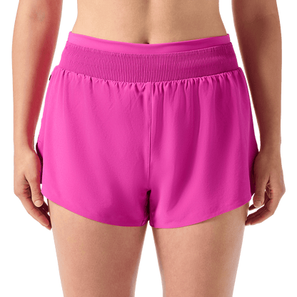 Women's Vivid Fuchsia Drive 2-in-1 Short 3" Front Lower Body Angle.