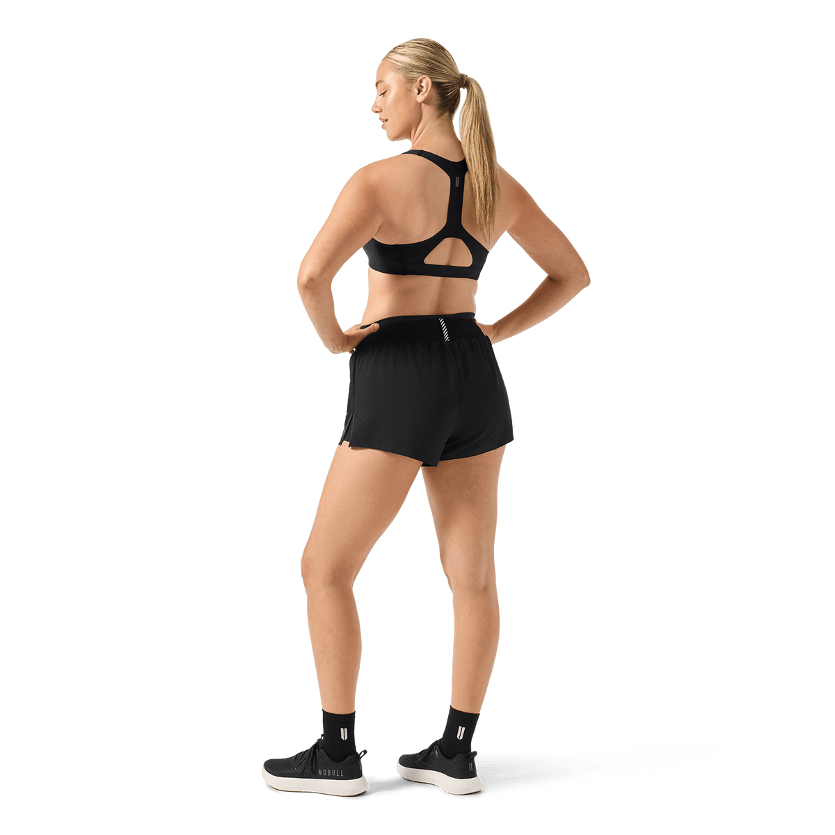 Women's Black Drive 2-in-1 Short 3" Back Full Body Angle.