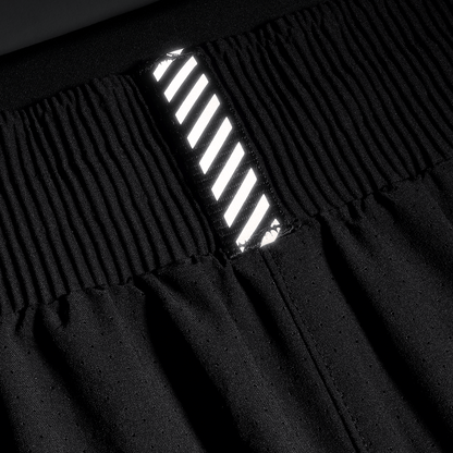 Women's Black Drive 2-in-1 Short 3" Reflective Tab Detail Angle.