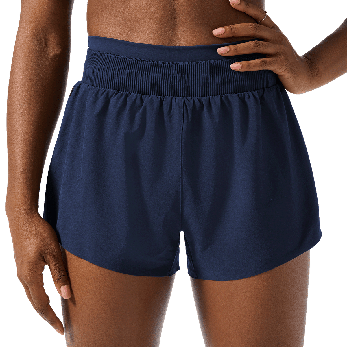 Women's Night Navy Drive 2-in-1 Short 3" Front Lower Body Angle.