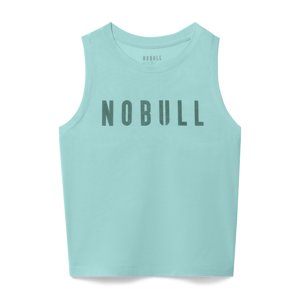 Women's Blue Haze Fitted Tank Flat Lay Angle.