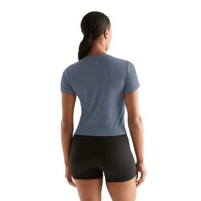 Women's Dusty Blue Heather NOBULL Fitted Tee Back Angle.