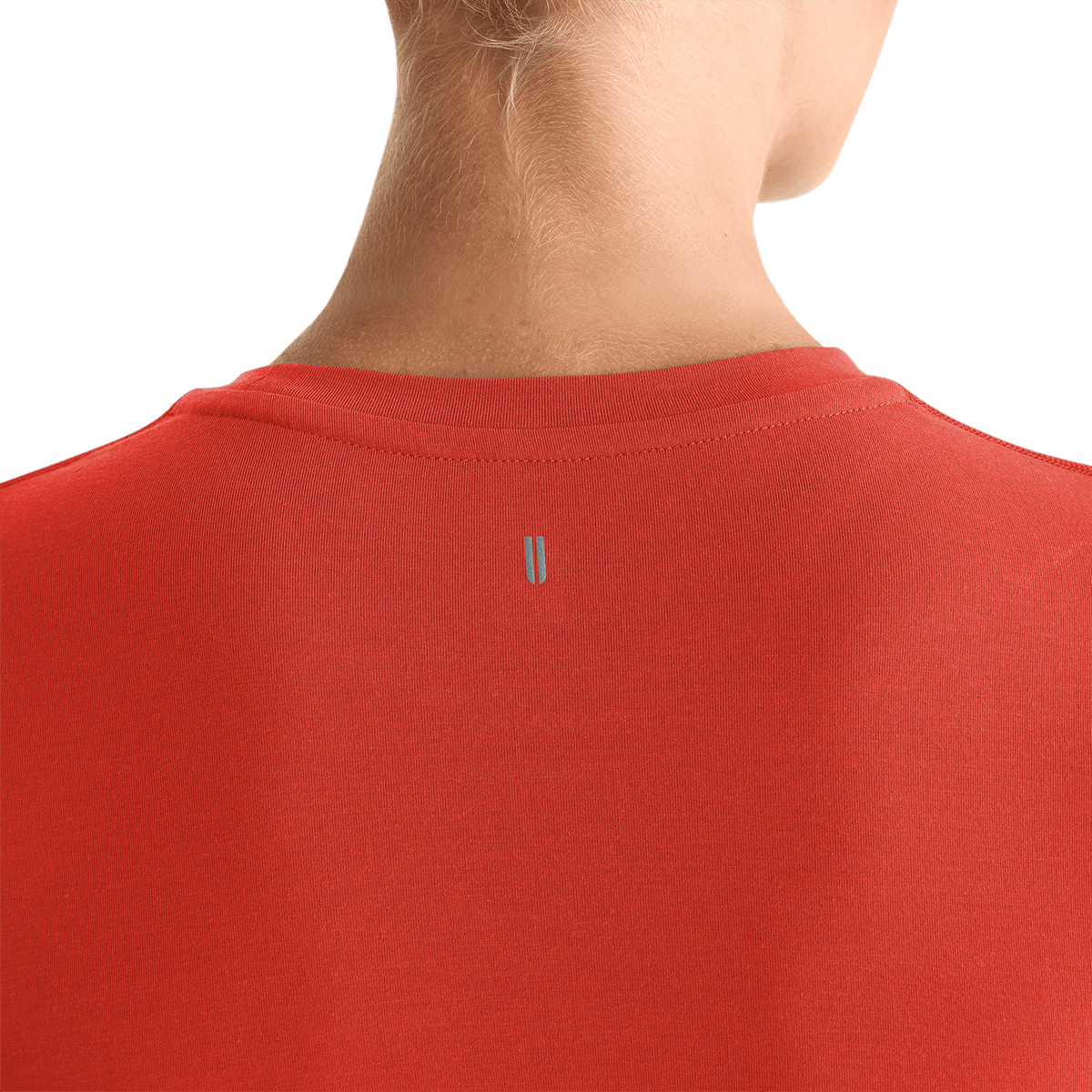 Women's Crimson NOBULL Fitted Tee Detail Angle.