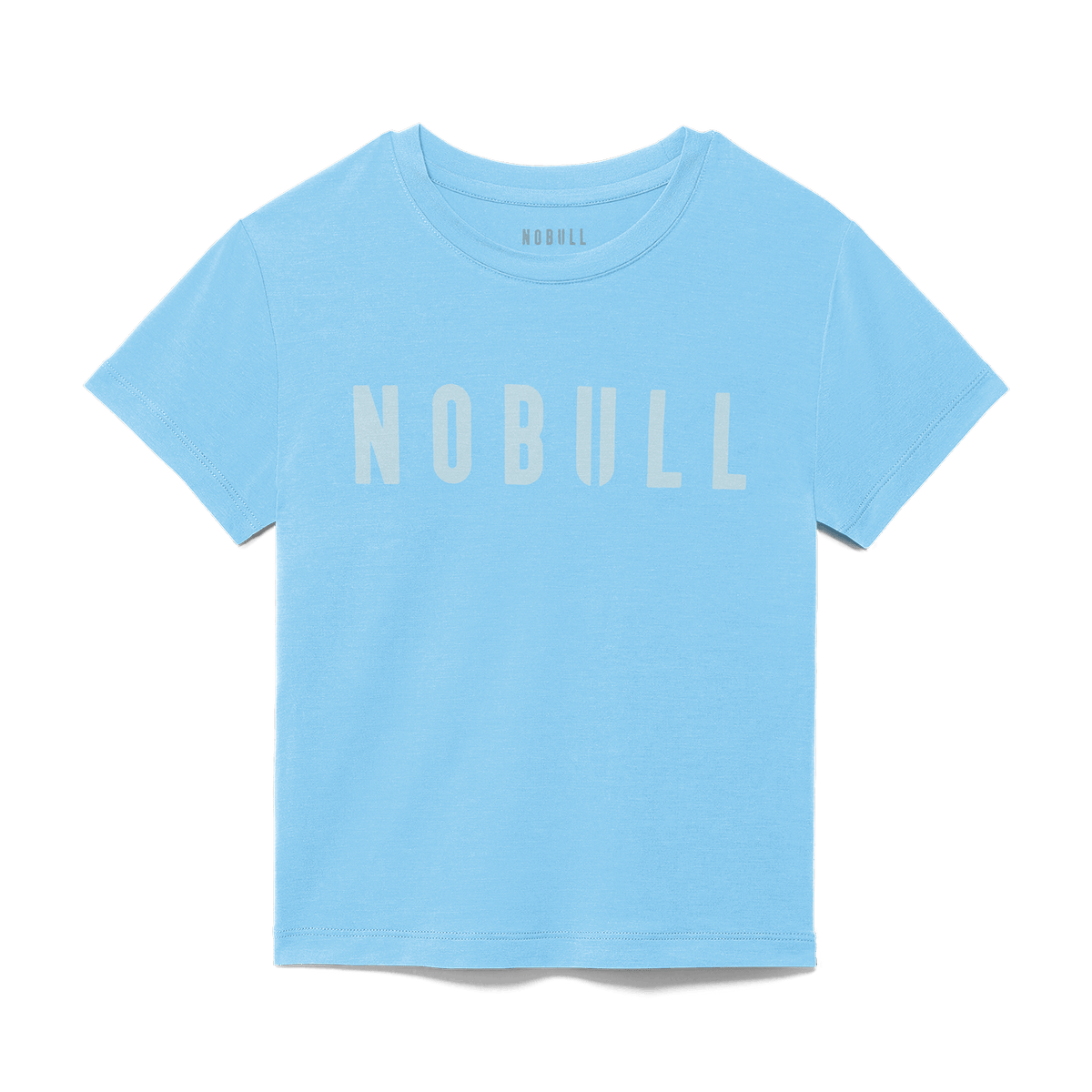 Women's Alaskan Blue Fitted Tee Flat Lay Angle.