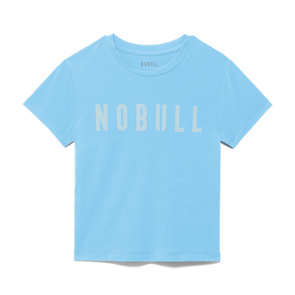 Women's Alaskan Blue Fitted Tee Flat Lay Angle.