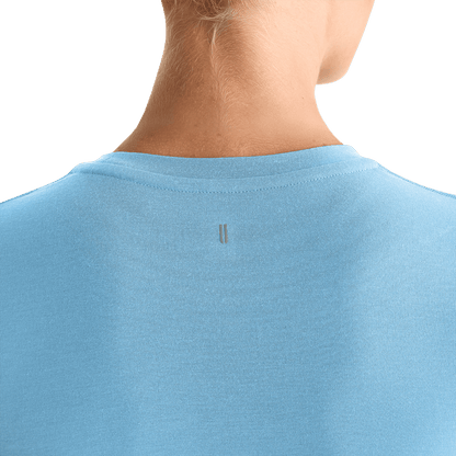 Women's Alaskan Blue Fitted Tee Back Detail Angle.