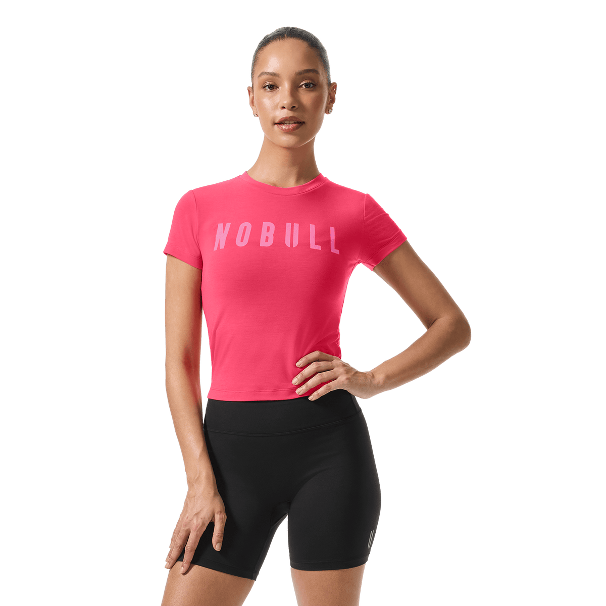 Women's Punch NOBULL Fitted Tee Front On Body Angle.