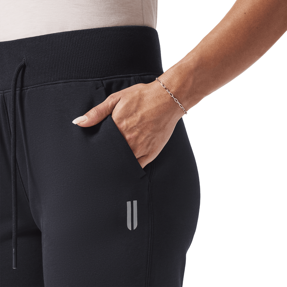 Women's Black NOBULL Joggers U Logo Detail Angle.
