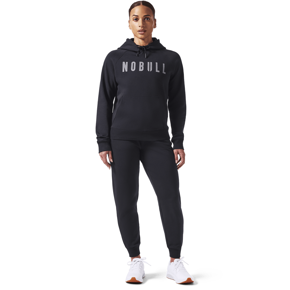 Women's Black NOBULL Joggers Front On Body Angle.