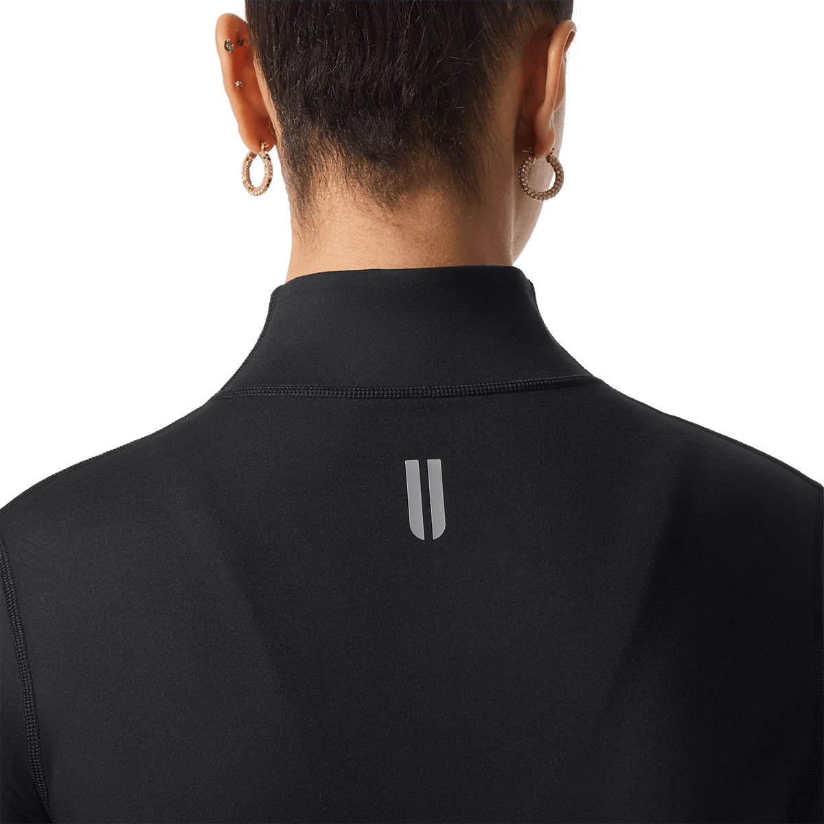 Women's Black NOBULL Matte Zip-Up Jacket Back Detail Angle.